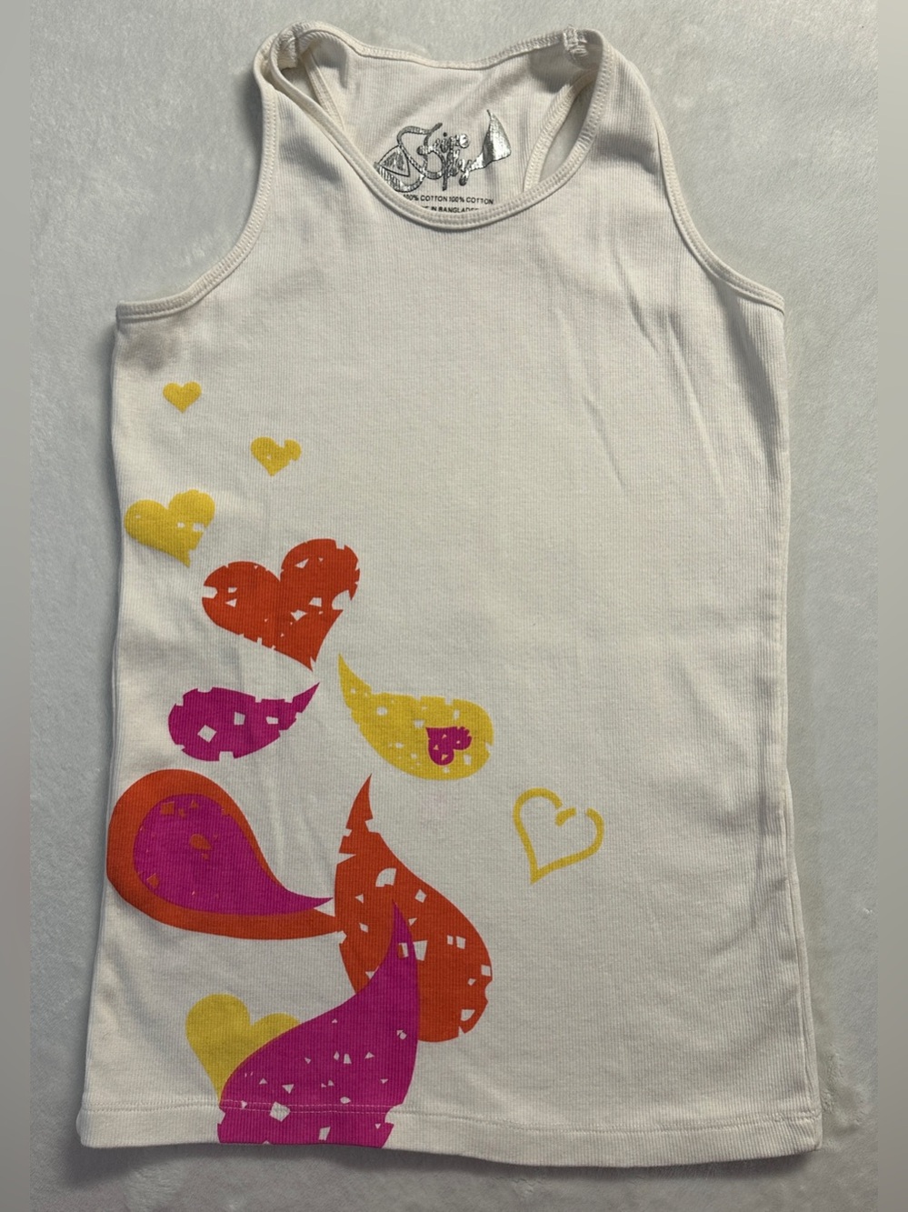 Y2K FIREFLY women's white colourful ribbed paisley graphic tank, S.